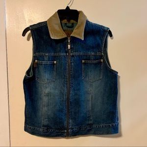 Eddie Bauer Denim Jean Corduroy Vest Petite MED